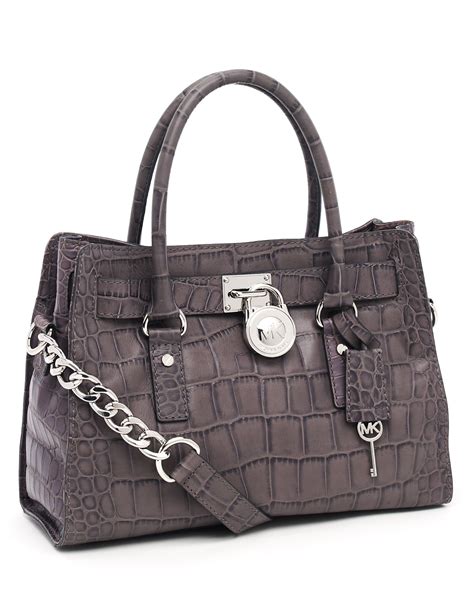 grey michael kors hamilton alligator bag|michael kors hamilton.